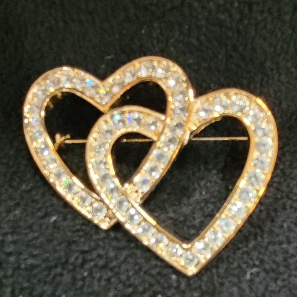 Double Heart Brooch